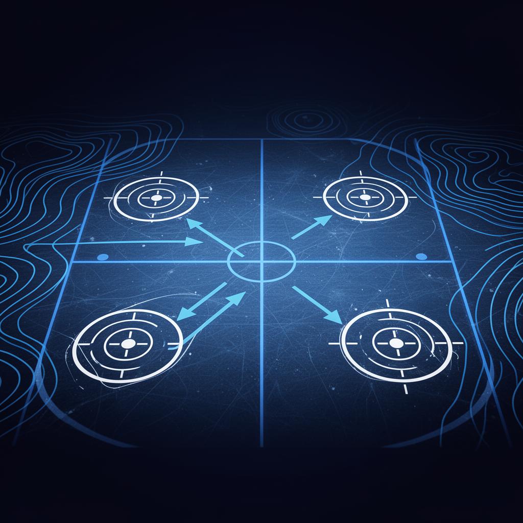 Hockey IQ visualization — reads, awareness, and decision-making across the ice.